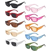 Geopty 10/20 Pack Retro Narrow/Chunky Rectangle Sunglasses for Women Men 90s Trendy Aesthetic Y2K Square Party Glasses
