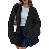 LANSALIRO Women's Oversized Open Front Chunky Cardigans Sweaters Long Sleeve Knitted Jackets Tops
