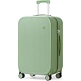 mixi 24 Inch Checked Luggage PC Hardshell Suitcases with Wheels for Travel Woman Men, Avocado Green