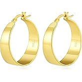 14K Gold Plated Hoop Earrings for Women Chunky Hoop Earrings for Women Thick Lightweight Earrings Jewelry Gifts