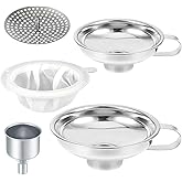 Lmoszuak Stainless Steel Canning Funnel Set, Wide Mouth Funnel for Regular Mason Jar, 2pcs (2 Large, 2 Small Funnels, Straine