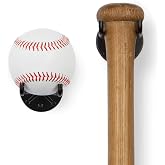 Wallniture Sporta Baseball Holder, Baseball Bat Wall Mount Display Stand for Man Cave Decor, Sports Memorabilia Ball Storage Rack Set of 2 Black