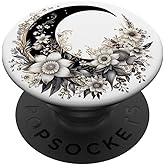 Crescent Moon And Flowers Floral Moon PopSockets Adhesive PopGrip