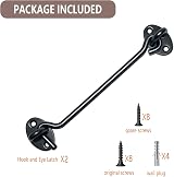 TOPYWMSP Hook and Eye Latch 8 Inch Stainless Steel Door Lock 2-Pack Black view 4