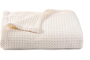 Kloovete 36” X 40” Inches Cooling Baby Waffle Weave Blanket, Ultra-Soft Lightweight Receiving Blanket for Newborn, Breathable Comfortable Baby Swaddle Blanket for Boys and Girls(Natural)