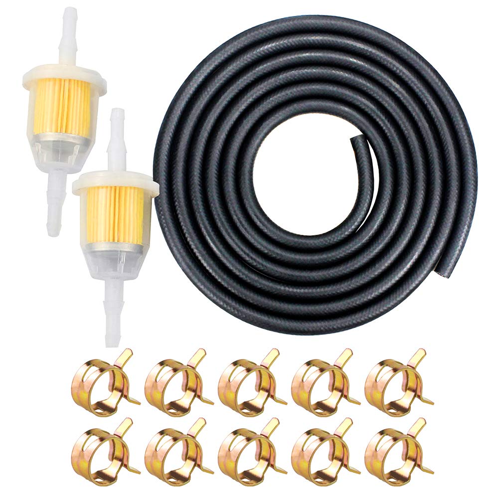 TIANQIN IZOKEE 5/16 Inch ID Fuel Line Set - 2 Meter / 6-Foot 5/16 Inch Fuel Line + 2 Pcs 5/16 Inch Fuel Filters + 10 Pcs 2/5 ID Hose Clamps for Kawasaki Kohler Briggs & Stratton Small Engine