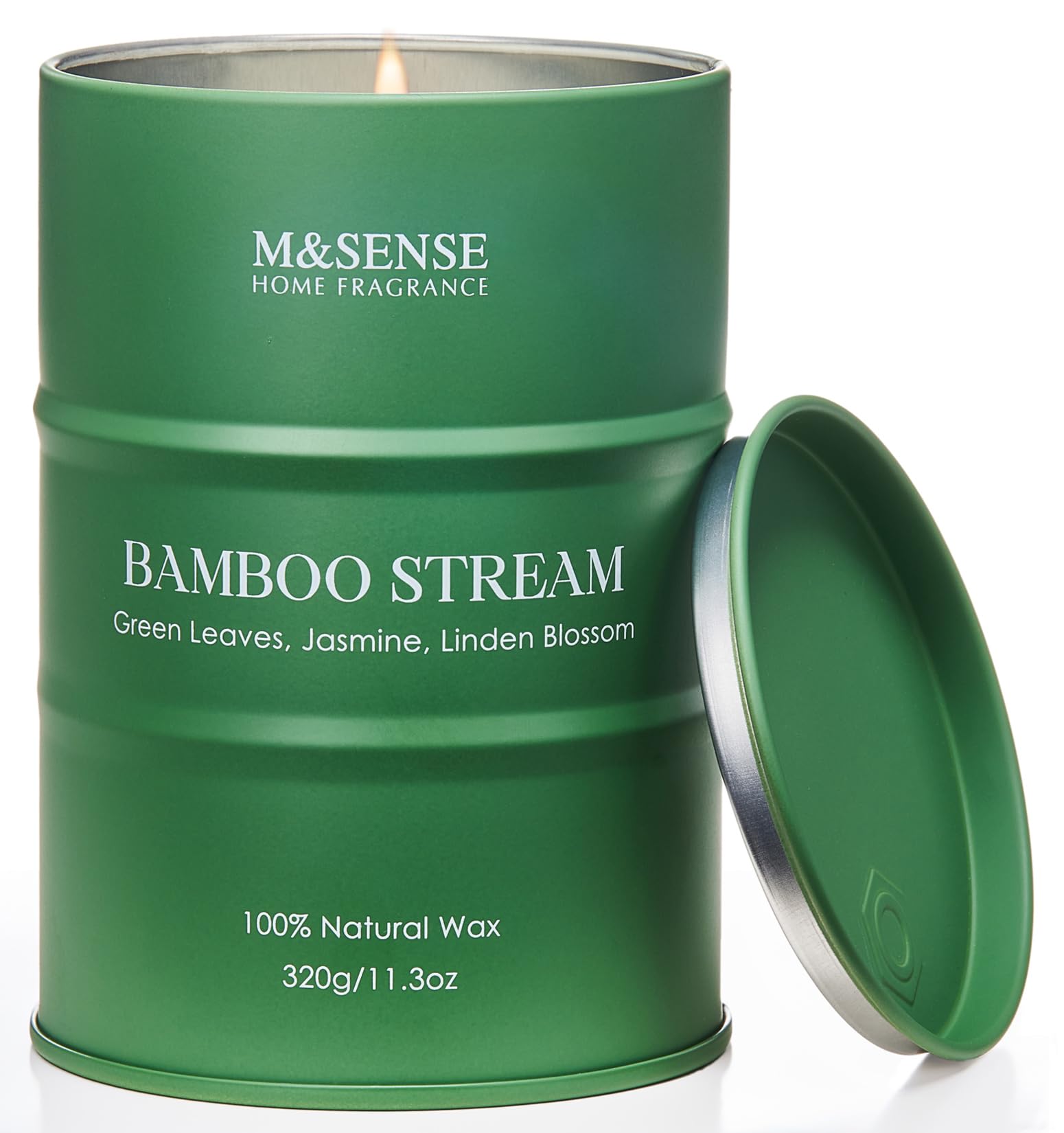 M&SENSE Bamboo Stream Scented Candle, 320g Organic Soy Wax, Up to 70 Hours Burn Time, Non Toxic Fresh Home Fragrance Candle, Zen Aromatherapy Gift for Men and Women, Stress Relief and Meditation