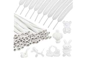 100Pcs 260 Balloons White Long Balloons for Balloon Garland Thickening Skinny Latex Twisting Balloon for Animals Modeling Christmas Birthday Wedding Party Decorations