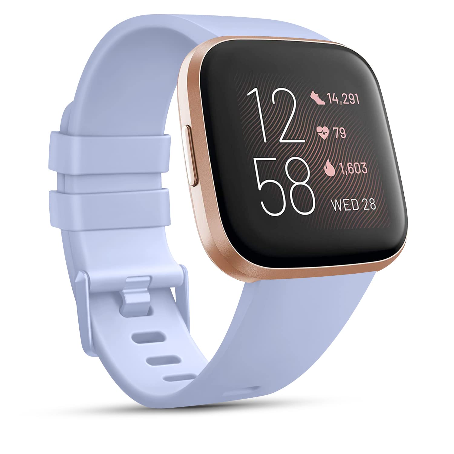 Wanme Strap for Fitbit Versa 2 Straps/Fitbit Versa Strap/Fitbit Versa Lite Strap for Women Men, Silicone Sport Classic Replacement Straps Compatible with Fitbit Versa Lite/Fitbit Versa 2(L,Nude Blue) — image 1