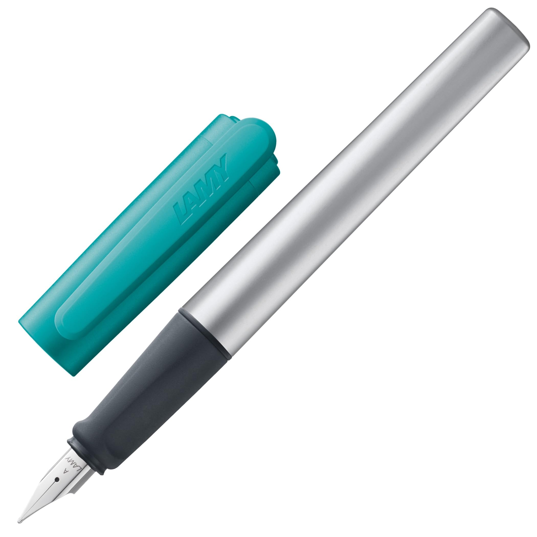 LAMY nexx smaragd – Fountain Pen with slip-proof grip & polished steel nib in size M - triangular aluminum body - including LAMY T 10 blue cartridge - Right-Handed