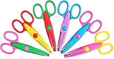 Asdirne Kids Scissors Craft Set of 6 Serrated Zig Zag Assorted Colors