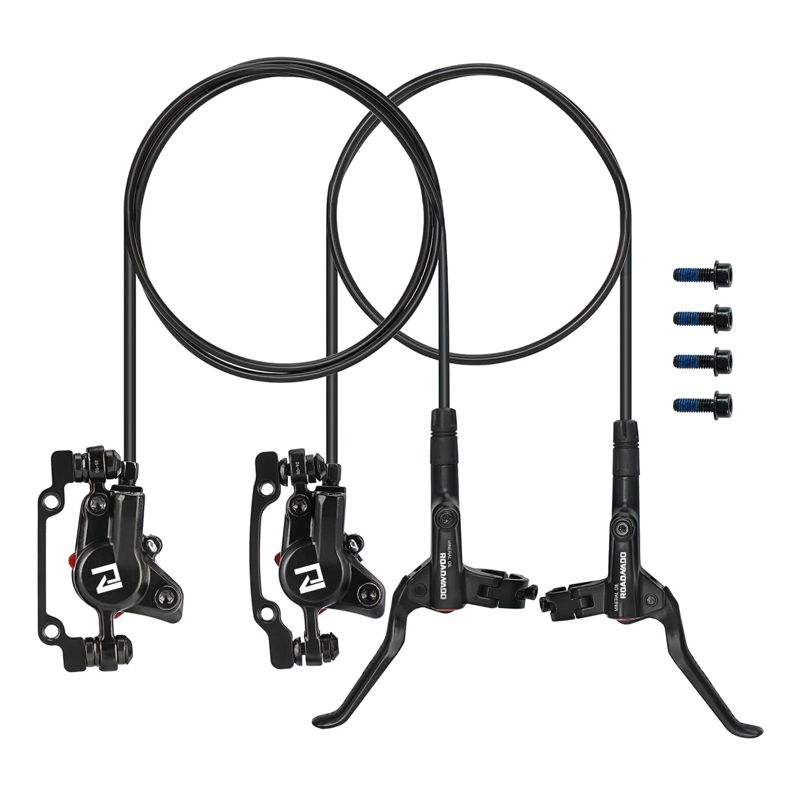 ROADNADO Hydraulic Bike Brakes Set Mountain Bike Disc Brakes, Bicycle Disc Brake Set, 160mm Rotor, Front 800mm Rear 1400mm MTB Hydraulic Brake Set Aluminum Alloy Oil Brake for Universal MTB Road Bike