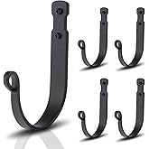 AKBFOX Black Wrought Iron Wall Mounted Hooks Heavy Duty Vintage Decorative Hanger for Home Garage Bathroom Kitchen Door Office Hanging Coat, Keys, Towel, Tools, Bags, Hat, 5 Packs