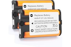 2PACK HHR-P107 NI-MH Rechargeable Battery 3.6V 650mAh Replacement Batteries for Panasonic Cordless Phone