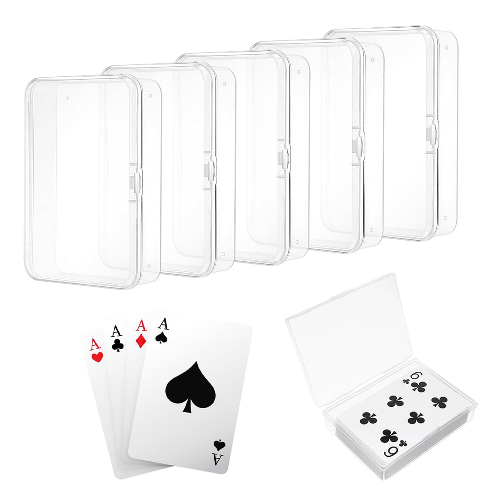 HREDZEO 5 PCS Empty Plastic Box Clear Card Case Playing Card Holder Transparent PP Material 10.5*7.6*2.5cm/4.13*2.99*0.98inch Minimalist Design Adults Kids Lockable Card Game Case