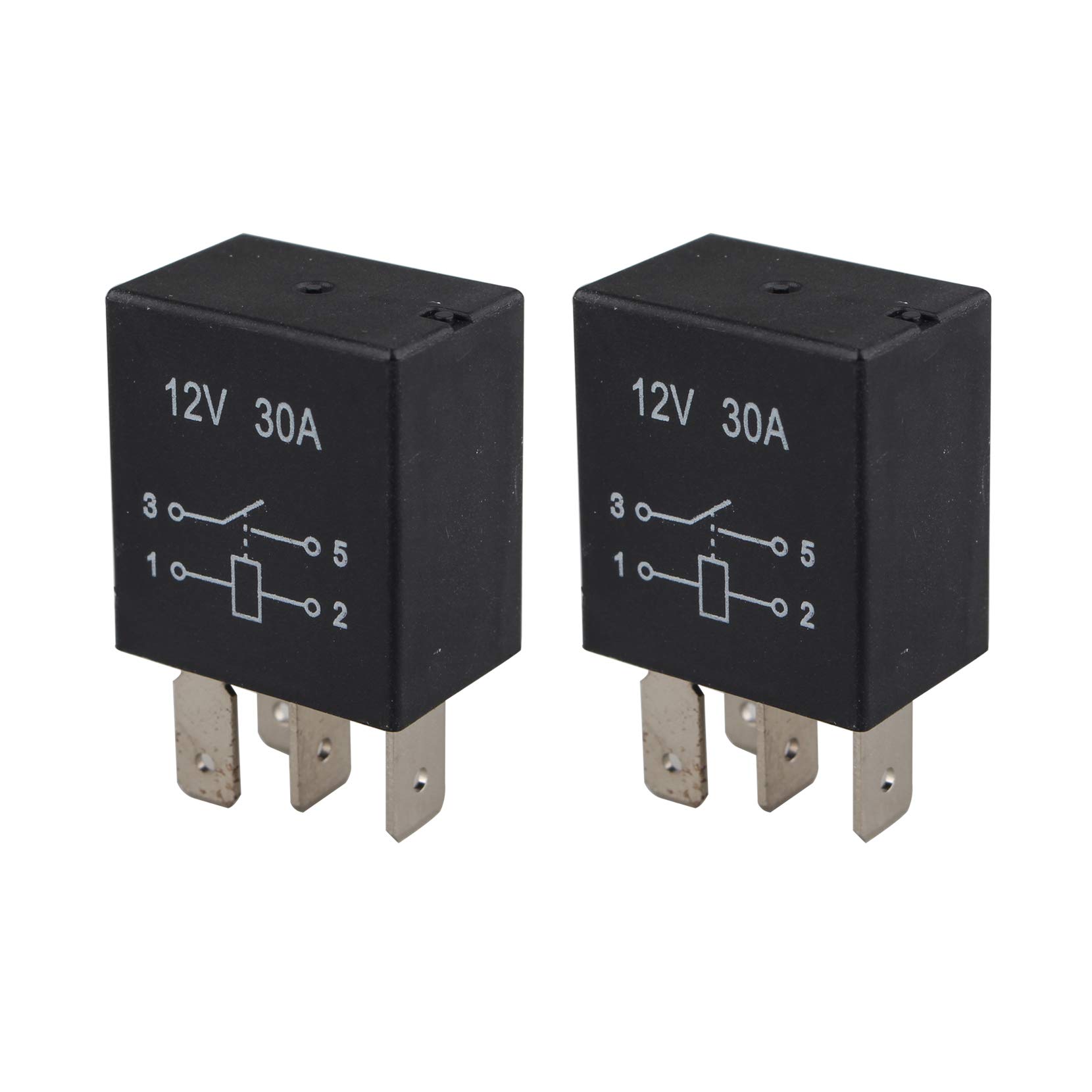 Futheda 2Pcs 4 Pin 12VDC 30A SPST Multi-Purpose Car Vehicle Truck Automative Relay Heavy Duty Standard Relay Universal Kit