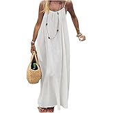 SHENHE Women's Open Back Spaghetti Strap Beach Maxi Dress Loose Flowy Vacation Sundress