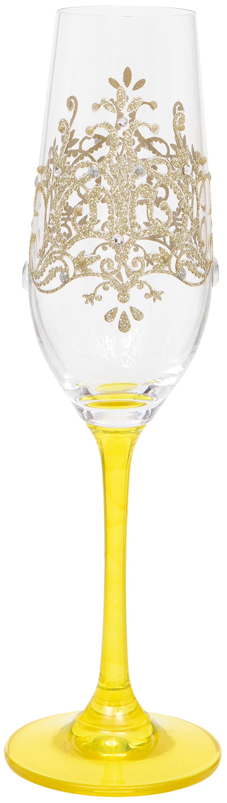 Hand Painted Gold Regal Damask Pattern Champagne Flute, 220ml, Gift Boxed — image 1