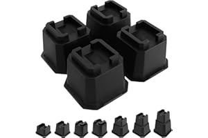 shouwuhho Bed Risers 4 inch, Furniture Risers Elevation in Heights 4 Inch Heavy Duty, Bed Lift Risers for Caster Wheels or Posts of Bed Table Couch, Support up to 6000 lbs, 4 Pack, Black