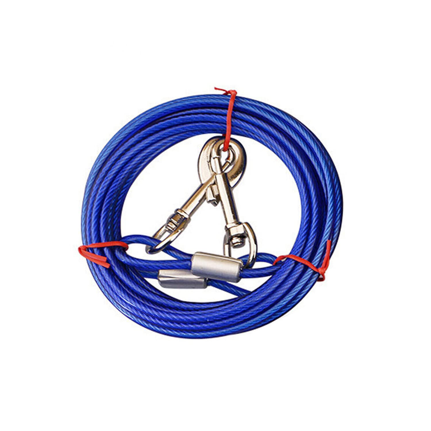 Pet Dog Puppy Garden Camping Outdoor Tie Out Lead Leash Extension Wire Cable Long Run Line Runner Bite Proof Chew Leash Run Tether for Yard Cable Large Long Swivel Caravan Heavy Duty (Blue, 3M)