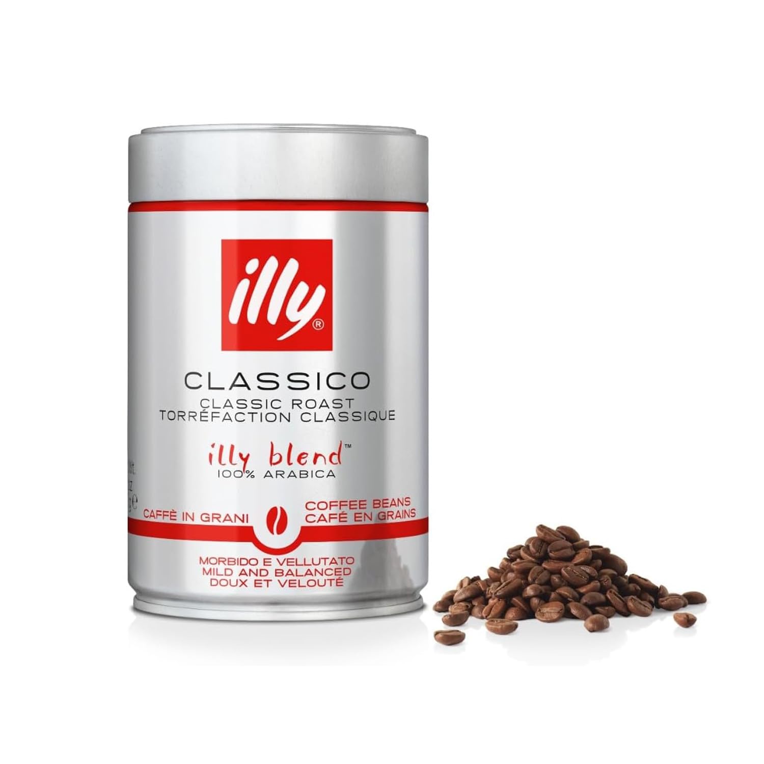 illy Classico Whole Bean Coffee, Mild and Balanced Classic Roast Coffee, 100% Arabica, 8.8 Ounce (Pack of 6)