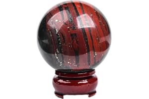 JIC Gem Small Crystal Sphere Ball Natural African Bloodstone Healing Crystal Ball with Decoation Stand for Fengshui Meditation Decoation (50-60mm)