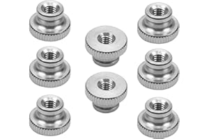 MroMax 8Pcs Knurled Thumb Nuts, M4x0.7mm Through Hole 304 Stainless Steel Knobs Fasteners Round Hand Screw Nuts for 3D Printer Parts, Silver Tone