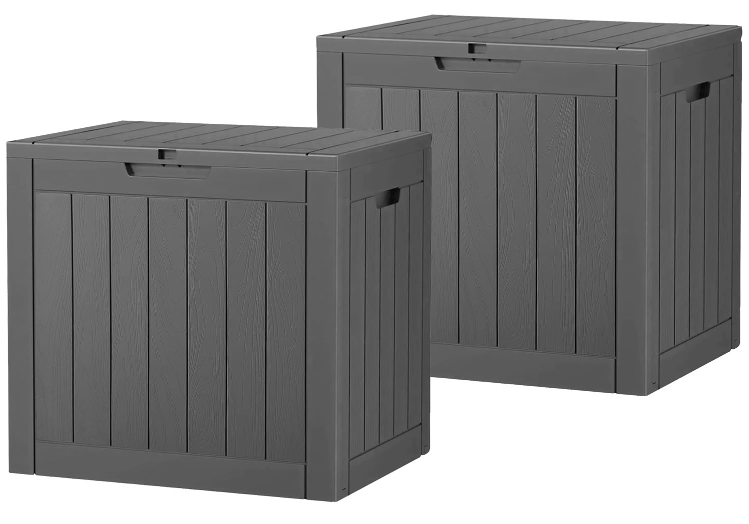 KAMABOKO 32 Gallon Outdoor Storage Box 2 Pack All-Weather Deck Box for Patio Furniture, Package Deliveries, Garden Tools, Pool Supplies & Cushions, Black Image