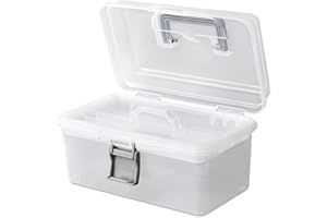 MoNiBloom Portable Tackle Boxes Organizer with Removable Tray, Portable Waterproof Clear Plastic Storage Tool Box Container Case with Handle for Fishing Tackles, Hardware, Makeup, Hair Accessories