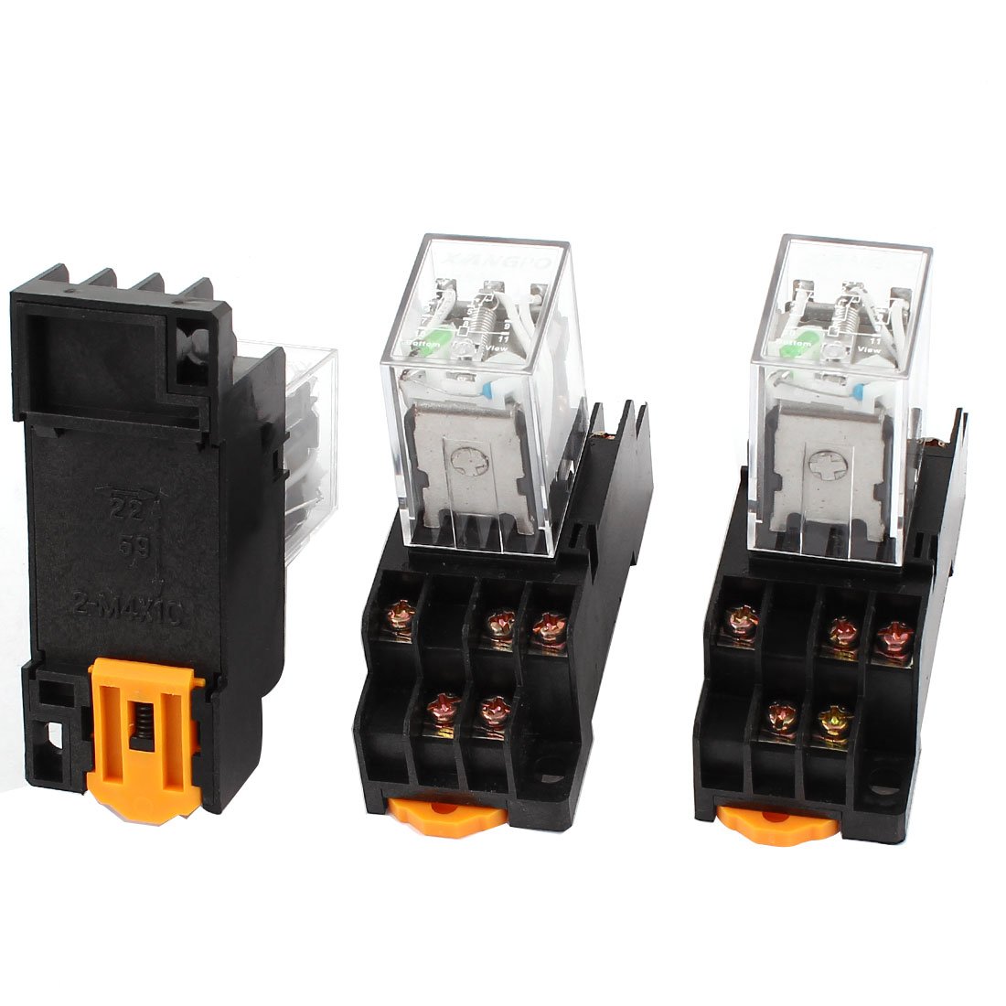 Sourcingmap 3 Pcs DC 24V Coil 3PDT 11Pin 35mm DIN Rail Mount Electromagnetic Relay
