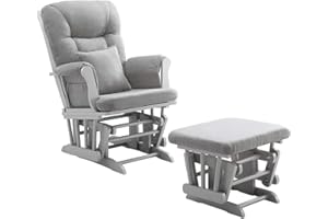 Angel Line Monterey Glider & Ottoman, Grey Finish - Grey Cushion