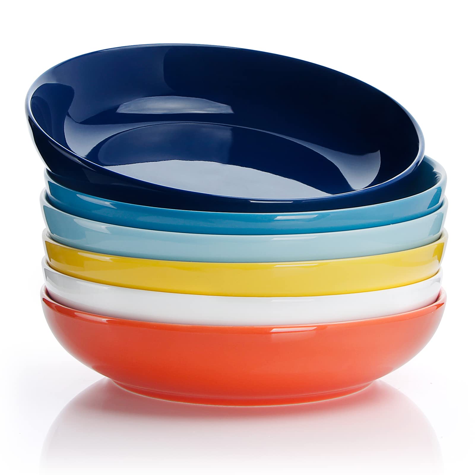 Photo 1 of Sweese Pasta Bowls, 30 Ounce Salad Serving Bowls Set of 6, 8.4 Inch Porcelain Plates for Serving Dinner, Salad - Microwave Dishwasher Safe, Hot Assorted Colors