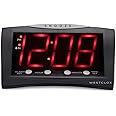 Westclox Digital Alarm Clock for Bedroom or Office, Large 1.8" Red LED Display with Oversized Snooze Bar, Corded with Battery Backup, (Black, 8-Inch)