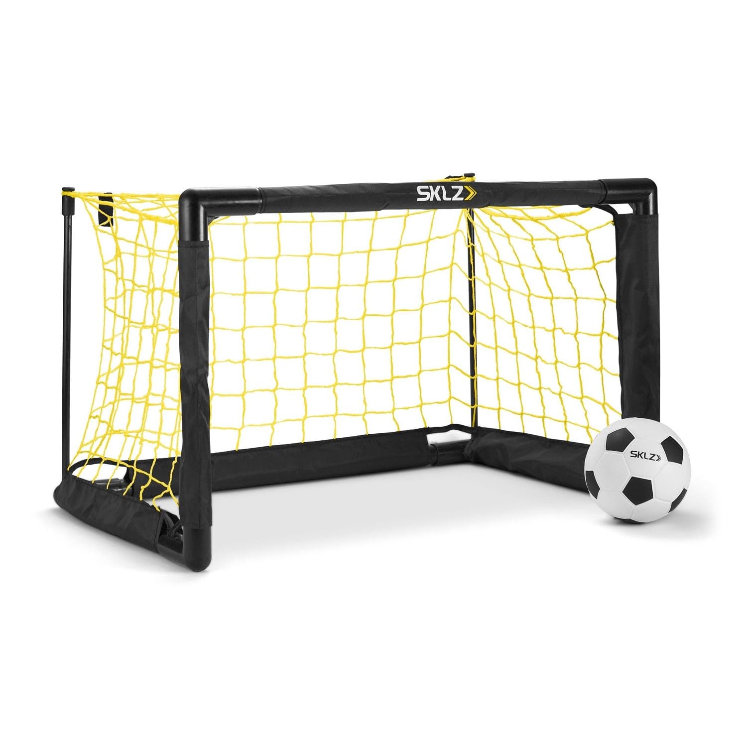 SKLZ Pro Mini Soccer Goal Set, Authentic Shape for Indoor Fun, Includes Soft Foam Ball, Durable Construction, Easy Assembly, Goal Size 56 x 40 x 41 cm - Perfect for Kids and Family Playtime