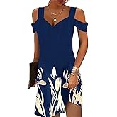 LOVESHOOT Women Cold Shoulder Dress 2025 Summer Casual Trendy Boho Floral V Neck Vintage Dresses for Beach Vacation