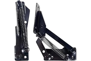 YIDELAI - Spring Hinge (1 Pair) 90 Degree Folding Lifting Bracket, Sofa Bed Hinge, Suitable for Cabinet Doors, Furniture Storage Boxes (black1)
