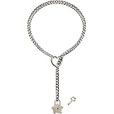 paloli Womens Slip Chain Necklace Heart O-Ring, Punk Rock Cuban Long Necklace Jewelry For Women, Adjustable Lariat Y-Necklace Heart Locker With Key