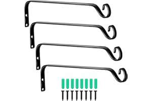 Aidoclip 4pcs Wall Mounted Plant Hanger, Indoor/Outdoor Decorative Hook for Hanging Plants, Windchime, Baskets – Rustic Iron Plant Holder, Ideal Wall Décor, Ceiling Hooks for Indoor Garden- (7 in)