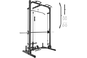 Megastar Compact Smith Machine Home Gym - 800lb Barbell Sleeve, Space-Saving Power Cage with LAT Pulldown, Power Rack 5-in-1, 1500lb Capacity for Garage & Small Spaces, P70