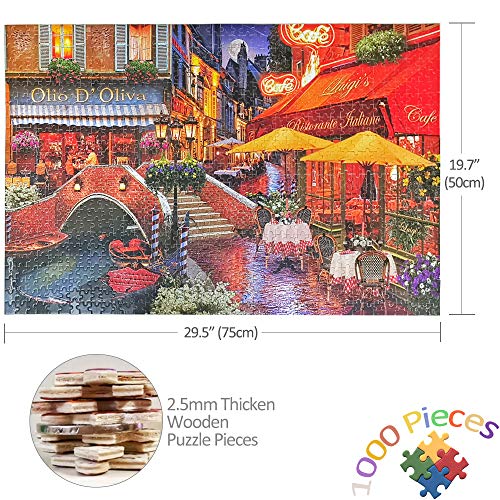 Wooden Puzzles for Adults 1000 Pieces, Oil Painting Stree Scenery Jigsaw Puzzles 1000 Pieces for Adults Teens, 19.7” x 27.6” – Thick Sturdy Pieces, Challenging Family Activity Game, Great Gift Idea