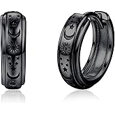 Moon Star Earrings 925 Sterling Silver White/Black/Yellow Gold Galaxy Huggie Hoop Earrings Celestial Jewelry Gifts for Women Men