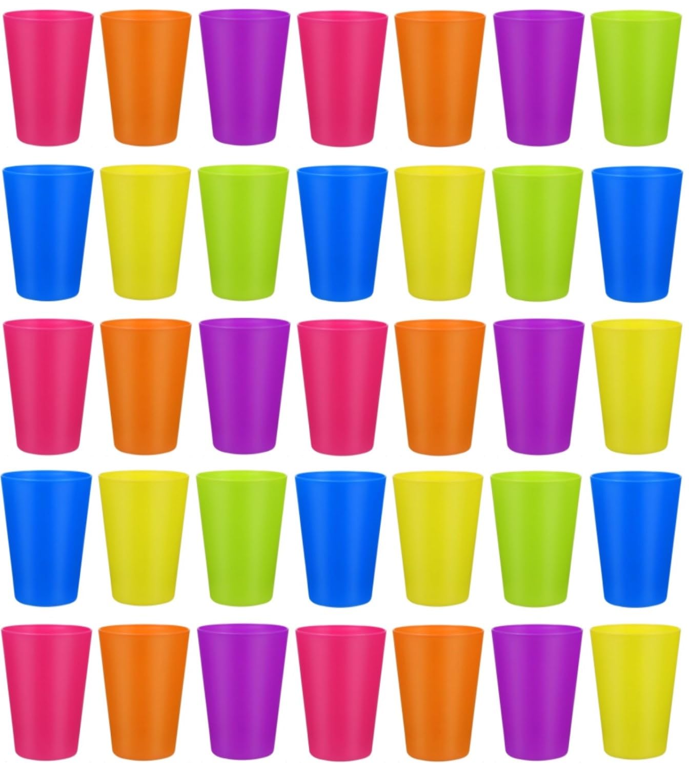 KAHEIGN 36Pcs Reusable Plastic Cups, 250ml Children’s Kids Durable Plastic Drinking Cups Tumblers Set for Kitchen Outdoor Parties Picnics BBQ’s Travels (6 Bright Colors)