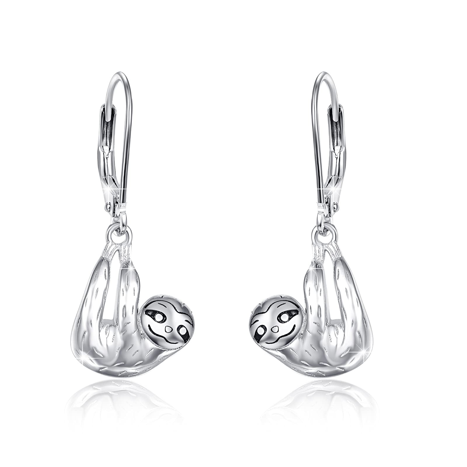 CUOKA MIRACLE Girls' Hoop Earrings 925 Sterling Silver Animal Sloth Earrings for Women Children Small Hoop Earrings Circle Earrings Animal Pendant Jewellery for Daughter Children (D-Sloth)