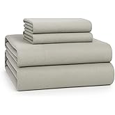 LANE LINEN 100% Cotton Queen Flannel Sheet Set - Brushed for Extra Softness - Lightweight & Durable Cotton Flannel Queen Sheet Set - Warm & Cozy Cotton Bed Sheets Queen Size, 15" Deep Pocket - Silver