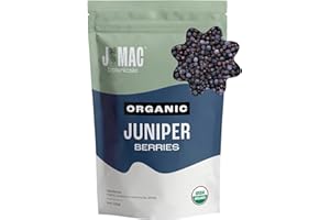 J MAC BOTANICALS, Organic Whole Juniper Berries, Certified Organic by Organic Certifiers, Inc., herbal infusions, cooking and seasoning beef, pork, turkey brine, soups, syrups, cocktail bombs(4 oz)