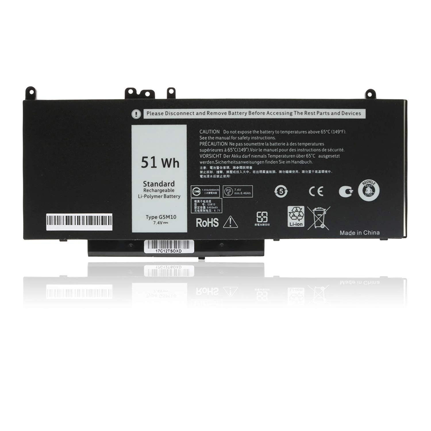 ASKC 51WH G5M10 Laptop Battery for Dell Latitude E5450 E5550 Notebook 15.6" Series 8V5GX R9XM9 WYJC2 1KY05 7.4V 4-Cell