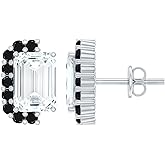 Certified 3 Carat Emerald Cut Moissanite Stud Earrings in Silver, D-Vs1 Quality - Gift For Special Occasions