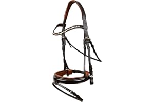 Sazaar Tack Anatomic Horse Bridle with Brow Band Genuine Leather Handmade Full Cob Pony Brown ST-011B