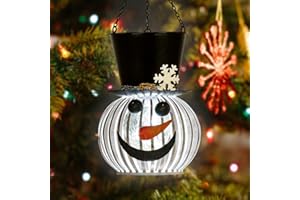 DREAMSKIP Snowman Christmas Solar Lantern Hanging, Solar Snowman Christmas Lights Waterproof, Snowman Outdoor Solar Lanterns Christmas Decorations for Outside, Yard, Porch, Patio, Garden (White )