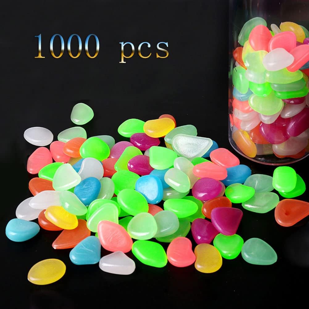 Hardscaping Materials - Glow in The Dark Pebbles (1000 Pcs Glow Stones) Glow Rocks Blue Stones Decorative Luminous Pebbles for Garden Lawn Yard (1000pcs, Rainbow)